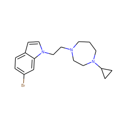 Brc1ccc2ccn(CCN3CCCN(C4CC4)CC3)c2c1 ZINC000022939955