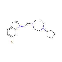 Brc1ccc2ccn(CCN3CCCN(C4CCCC4)CC3)c2c1 ZINC000022939958