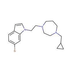 Brc1ccc2ccn(CCN3CCCN(CC4CC4)CC3)c2c1 ZINC000022939952