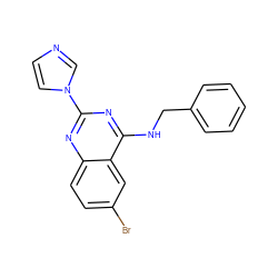 Brc1ccc2nc(-n3ccnc3)nc(NCc3ccccc3)c2c1 ZINC000000834473