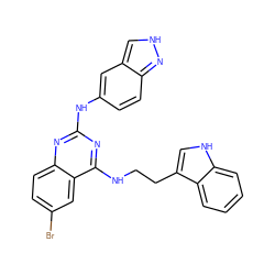 Brc1ccc2nc(Nc3ccc4n[nH]cc4c3)nc(NCCc3c[nH]c4ccccc34)c2c1 ZINC001772610788