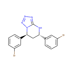 Brc1cccc([C@@H]2C[C@@H](c3cccc(Br)c3)n3nnnc3N2)c1 ZINC000015866457