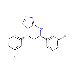 Brc1cccc([C@@H]2C[C@H](c3cccc(Br)c3)n3nnnc3N2)c1 ZINC000015866459