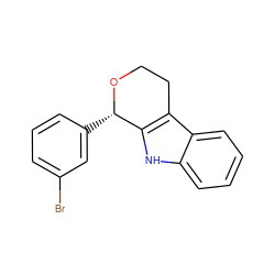 Brc1cccc([C@@H]2OCCc3c2[nH]c2ccccc32)c1 ZINC000209390333