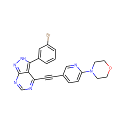 Brc1cccc(-c2[nH]nc3ncnc(C#Cc4ccc(N5CCOCC5)nc4)c23)c1 ZINC000028349350