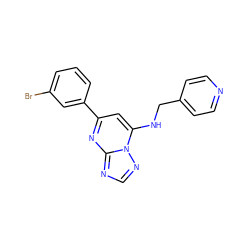 Brc1cccc(-c2cc(NCc3ccncc3)n3ncnc3n2)c1 ZINC000028571075