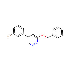 Brc1cccc(-c2cnnc(OCc3ccccc3)c2)c1 ZINC000013673523