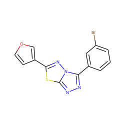 Brc1cccc(-c2nnc3sc(-c4ccoc4)nn23)c1 ZINC000096904282