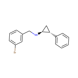 Brc1cccc(CN[C@H]2C[C@@H]2c2ccccc2)c1 ZINC000044423981