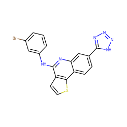 Brc1cccc(Nc2nc3cc(-c4nnn[nH]4)ccc3c3sccc23)c1 ZINC000167712671