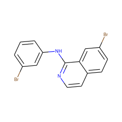 Brc1cccc(Nc2nccc3ccc(Br)cc23)c1 ZINC000049033969