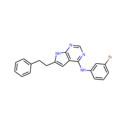 Brc1cccc(Nc2ncnc3[nH]c(CCc4ccccc4)cc23)c1 ZINC000049068696