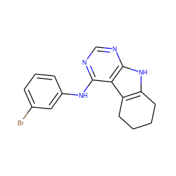 Brc1cccc(Nc2ncnc3[nH]c4c(c23)CCCC4)c1 ZINC000003815244