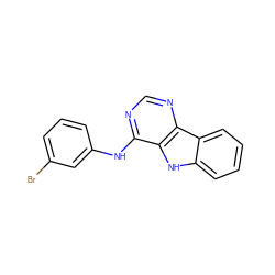 Brc1cccc(Nc2ncnc3c2[nH]c2ccccc23)c1 ZINC000101796118