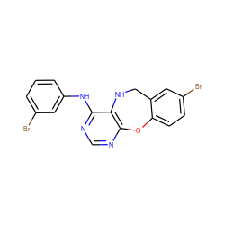 Brc1cccc(Nc2ncnc3c2NCc2cc(Br)ccc2O3)c1 ZINC000028571643