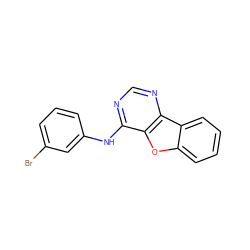 Brc1cccc(Nc2ncnc3c2oc2ccccc23)c1 ZINC000003815383