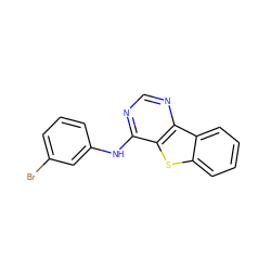 Brc1cccc(Nc2ncnc3c2sc2ccccc23)c1 ZINC000003815107