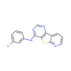 Brc1cccc(Nc2ncnc3c2sc2ncccc23)c1 ZINC000013803536