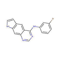 Brc1cccc(Nc2ncnc3cc4[nH]ccc4cc23)c1 ZINC000000006271