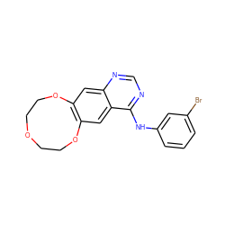 Brc1cccc(Nc2ncnc3cc4c(cc23)OCCOCCO4)c1 ZINC000084690050