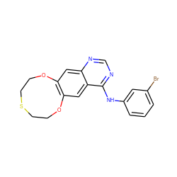 Brc1cccc(Nc2ncnc3cc4c(cc23)OCCSCCO4)c1 ZINC000084732963