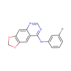 Brc1cccc(Nc2ncnc3cc4c(cc23)OCO4)c1 ZINC000003815200