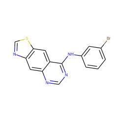 Brc1cccc(Nc2ncnc3cc4ncsc4cc23)c1 ZINC000003815241