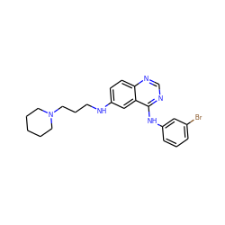 Brc1cccc(Nc2ncnc3ccc(NCCCN4CCCCC4)cc23)c1 ZINC000096933194