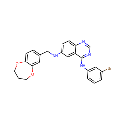 Brc1cccc(Nc2ncnc3ccc(NCc4ccc5c(c4)OCCCO5)cc23)c1 ZINC000084672090