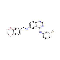 Brc1cccc(Nc2ncnc3ccc(NCc4ccc5c(c4)OCCO5)cc23)c1 ZINC000038360643