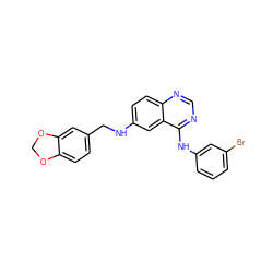 Brc1cccc(Nc2ncnc3ccc(NCc4ccc5c(c4)OCO5)cc23)c1 ZINC000084688446