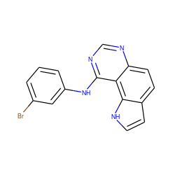 Brc1cccc(Nc2ncnc3ccc4cc[nH]c4c23)c1 ZINC000003815093