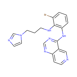 Brc1cccc(Nc2ncnc3ccncc23)c1NCCCn1ccnc1 ZINC000029133097