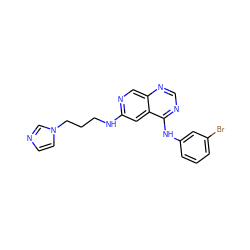 Brc1cccc(Nc2ncnc3cnc(NCCCn4ccnc4)cc23)c1 ZINC000021289179