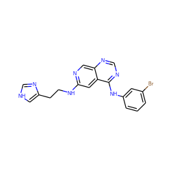 Brc1cccc(Nc2ncnc3cnc(NCCc4c[nH]cn4)cc23)c1 ZINC000003815071