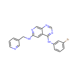 Brc1cccc(Nc2ncnc3cnc(NCc4cccnc4)cc23)c1 ZINC000021289164