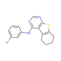 Brc1cccc(Nc2ncnc3sc4c(c23)CCCC4)c1 ZINC000019955941