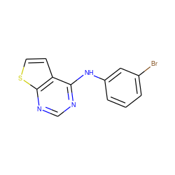 Brc1cccc(Nc2ncnc3sccc23)c1 ZINC000002640583