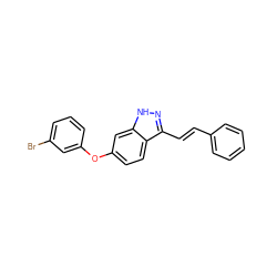 Brc1cccc(Oc2ccc3c(/C=C/c4ccccc4)n[nH]c3c2)c1 ZINC000167174510