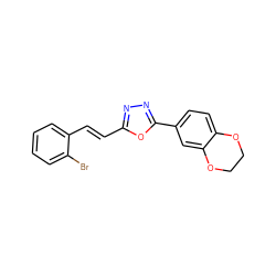 Brc1ccccc1/C=C/c1nnc(-c2ccc3c(c2)OCCO3)o1 ZINC000096269805