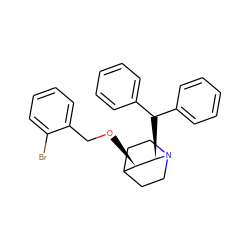 Brc1ccccc1CO[C@@H]1C2CCN(CC2)[C@@H]1C(c1ccccc1)c1ccccc1 ZINC000013744479