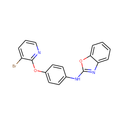 Brc1cccnc1Oc1ccc(Nc2nc3ccccc3o2)cc1 ZINC000143635686