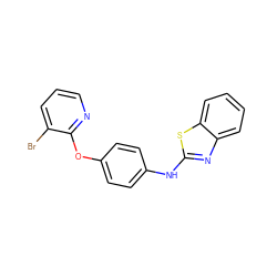 Brc1cccnc1Oc1ccc(Nc2nc3ccccc3s2)cc1 ZINC000143727477