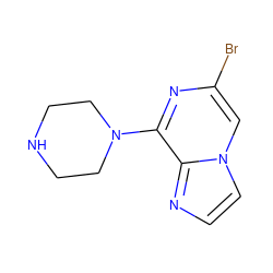 Brc1cn2ccnc2c(N2CCNCC2)n1 ZINC000045386232