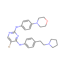 Brc1cnc(Nc2ccc(N3CCOCC3)cc2)nc1Nc1ccc(CCN2CCCC2)cc1 ZINC000203005741