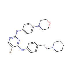 Brc1cnc(Nc2ccc(N3CCOCC3)cc2)nc1Nc1ccc(CCN2CCCCC2)cc1 ZINC000203007382