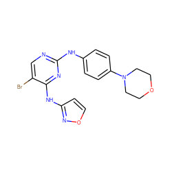 Brc1cnc(Nc2ccc(N3CCOCC3)cc2)nc1Nc1ccon1 ZINC000035997524