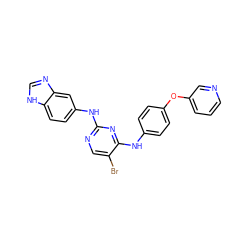 Brc1cnc(Nc2ccc3[nH]cnc3c2)nc1Nc1ccc(Oc2cccnc2)cc1 ZINC000028522960