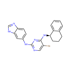 Brc1cnc(Nc2ccc3nc[nH]c3c2)nc1N[C@@H]1CCCc2ccccc21 ZINC000028522944