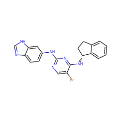 Brc1cnc(Nc2ccc3nc[nH]c3c2)nc1N[C@@H]1CCc2ccccc21 ZINC000028523015